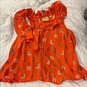 Mauve Orange Blouse with Iconic Prints